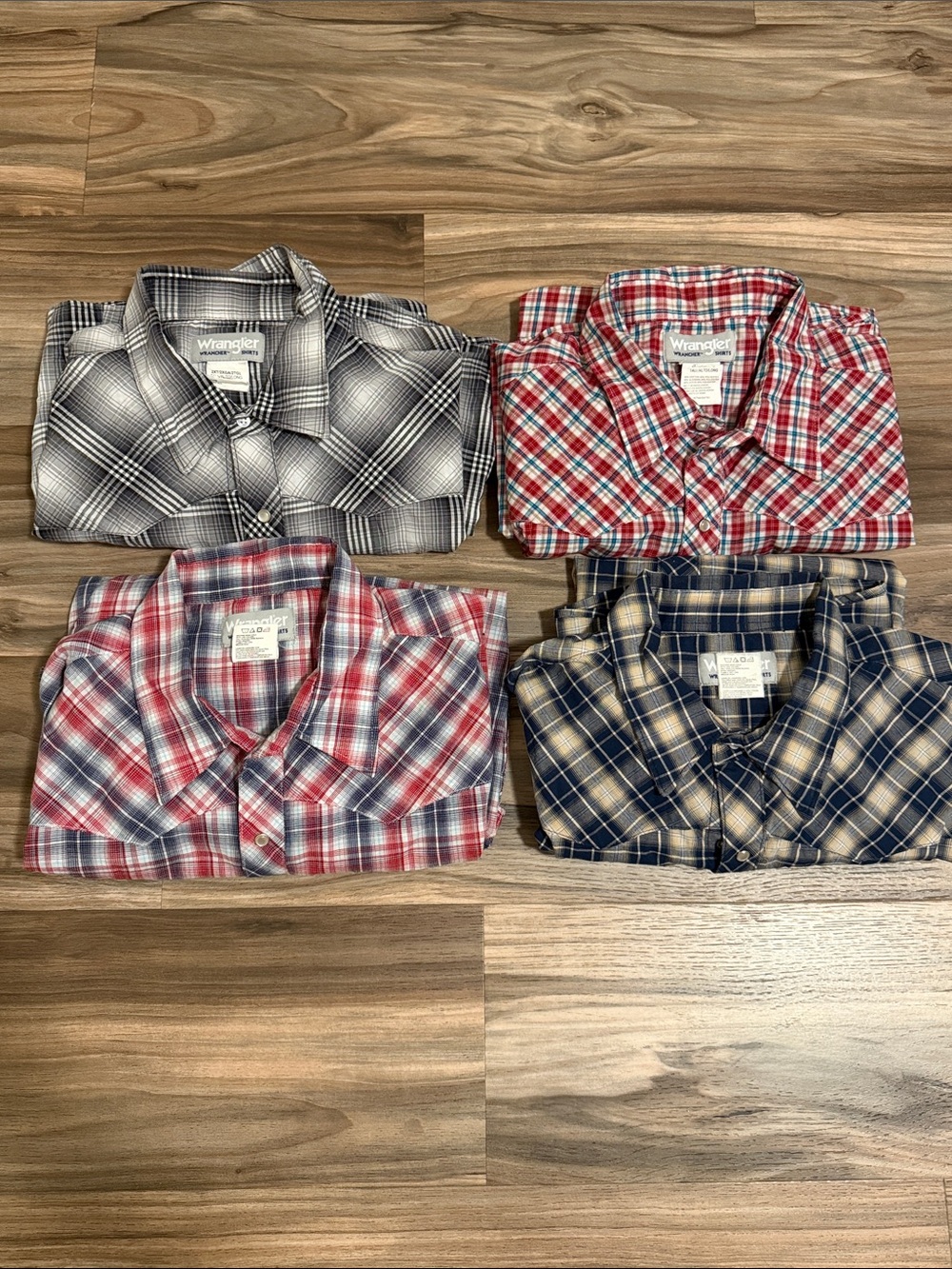 Wrangler Wrancher Men Plaid Button Pearl Snap Shirt Bundle (4) Western Sz. 2XLT